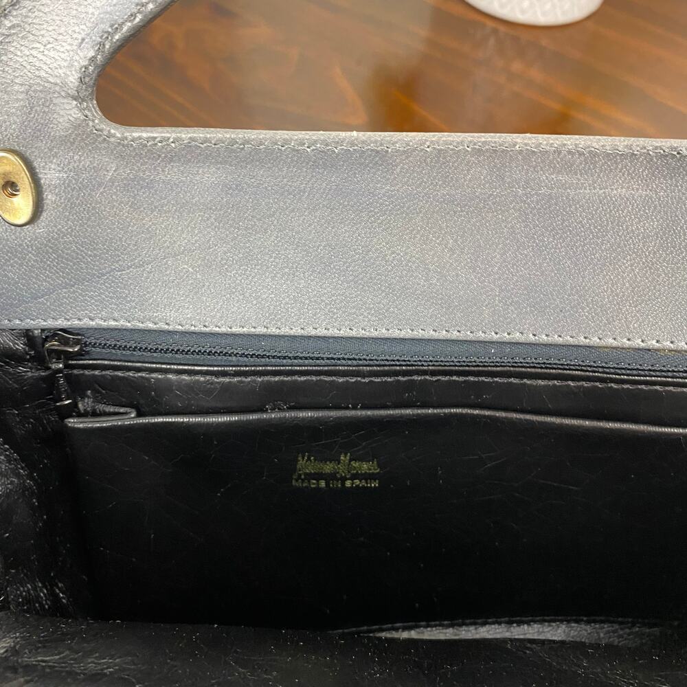 Neiman Marcus Vintage Gray Leather Hand Bag Formal - Picture 11 of 13